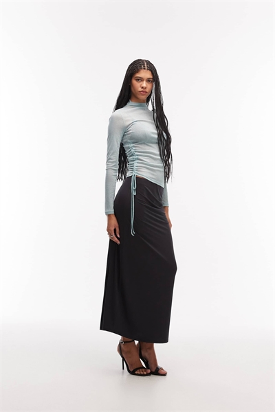 Юбка средней длины с боковыми сборками артикул 151781855