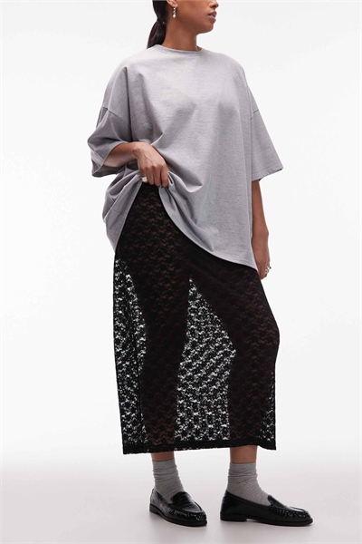 ASOS DESIGN — длинная юбка-футляр из кружева с эффектом прозрачности для полных артикул 150034386