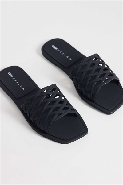 Плетеные плоские туфли-муле из прозрачного материала от Faris артикул 152708996