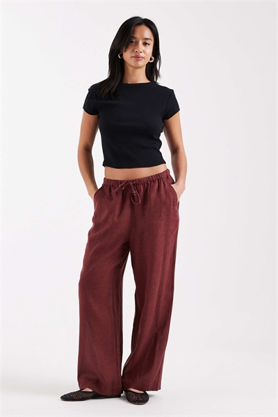 Брюки с широкими брючинами из смешанного льна артикул 154140004