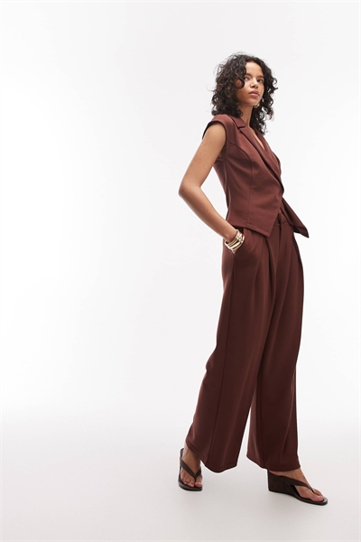 Комплект из джерси-твила с плиссировкой и широкими брючинами артикул 153788009