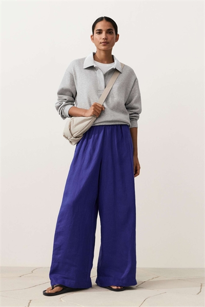 Брюки из 100% льна с широкими брючинами и боковой складкой артикул 156268006