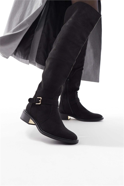 Ботинки выше колена с застежкой-пряжкой в стиле латте артикул 147791975