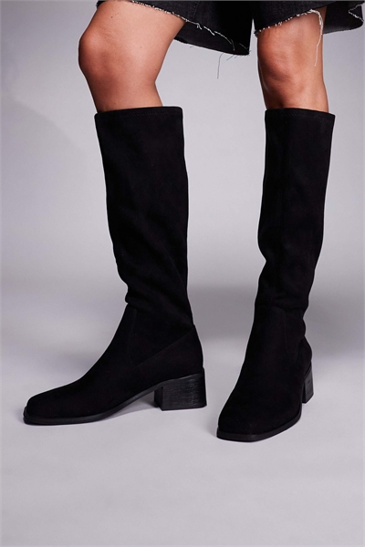 Стильные коленные сапоги Simmi London Xander из черной искусственной замши артикул 144766938