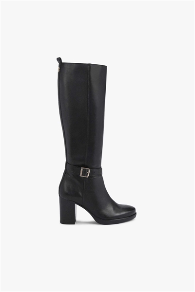 Серебряные высокие сапоги до колена из черной кожи артикул 153169498