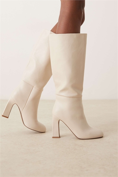 Ботинки до колен с блочным каблуком Carly, цвет: слоновая кость артикул 144911559