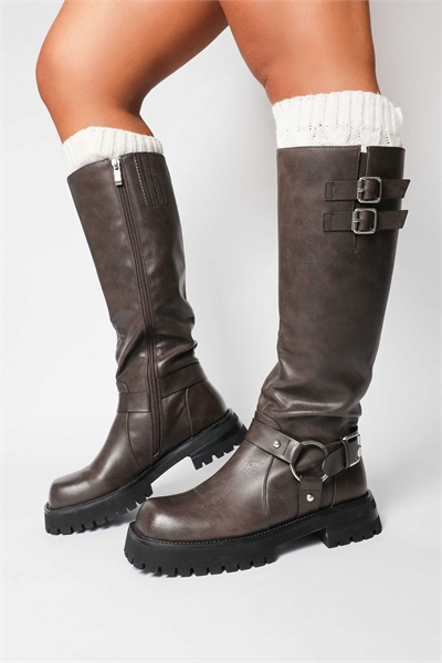 Браунские высокие ботинки Benton в стиле байкера артикул 152998523