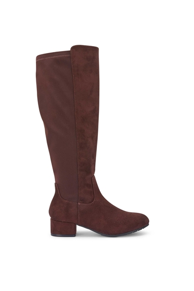 Большие сапоги с блочным каблуком и застежкой-молнией шоколадного цвета артикул 151942291