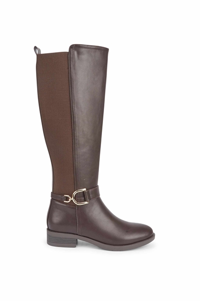 Ботинки до колен с металлической пряжкой, коричневого цвета артикул 151941931