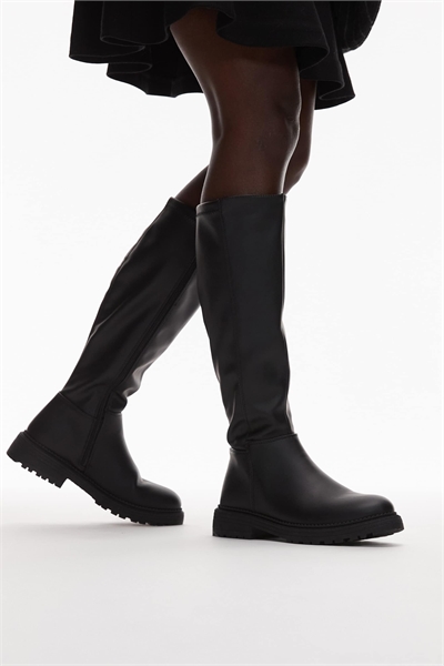 Ботинки из искусственной кожи черного цвета с высоким голенищем артикул 151341196