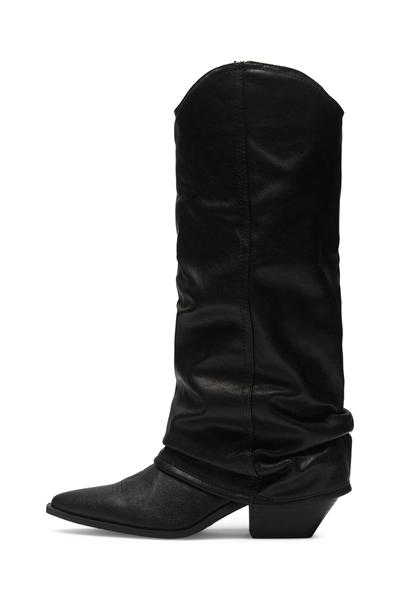 Ботинки с отворотом средней длины черного цвета артикул 152945385