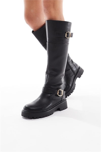 Ботинки Olivia с широким голенищем и пряжкой, черные артикул 147693412