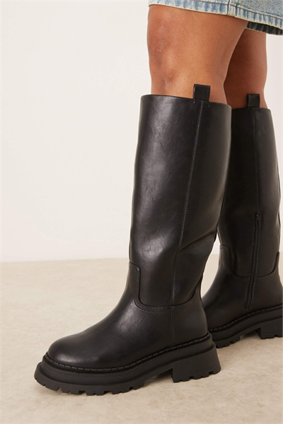 Круглые плоские сапоги Cecilia черного цвета артикул 147085101