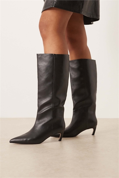 Черные сапоги до колен с каблуком-шпилькой Curve Carmel артикул 147264670
