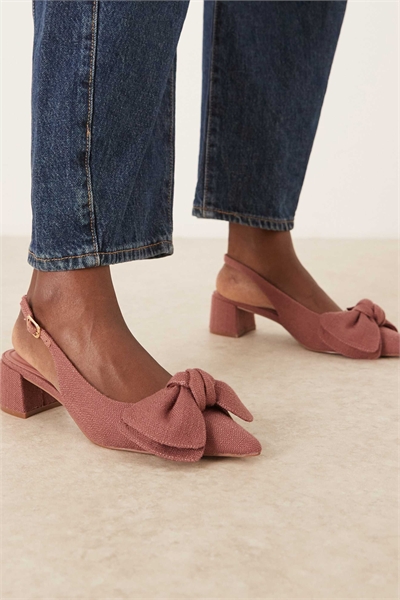 Туфли с символическим бантиком, открытым задником и каблуком средней высоты артикул 152387158