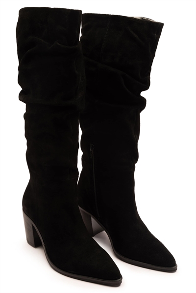 Кожаные ботинки Muswell с широким каблуком до колена черного цвета артикул 153930694