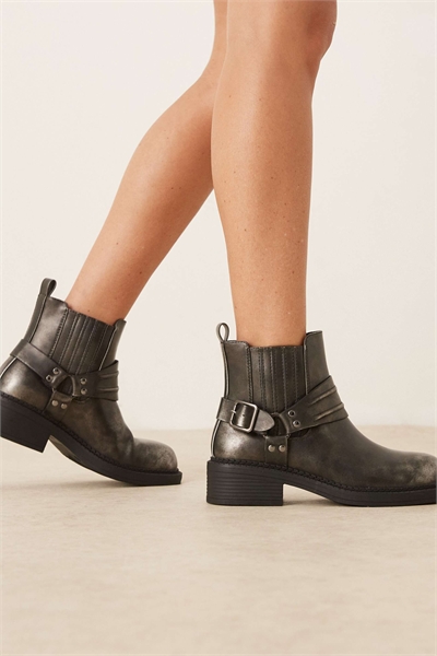 Ботильоны с ремешками, черные, вымытые артикул 143379965