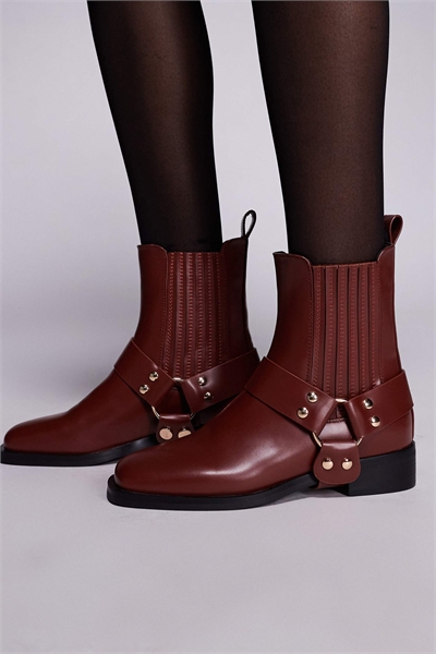 Низкие ботильоны Simmi London Bradshaw с ремешками бордового цвета артикул 144766967