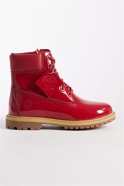 6-дюймовые водонепроницаемые ботинки на шнурках из красной лакированной кожи средней толщины артикул 155950587