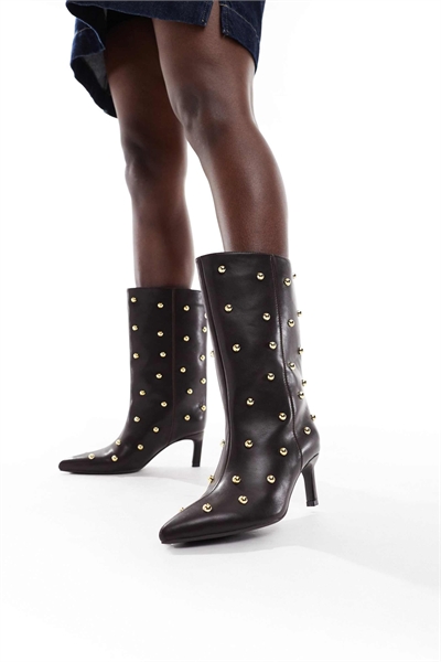 Ботинки Benz с заклепками, шоколадного цвета артикул 149428569