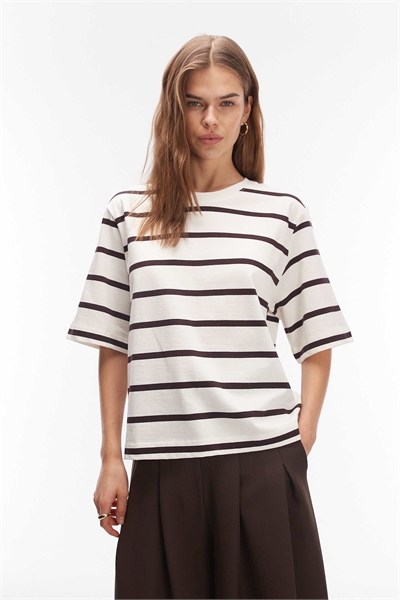 Футболка из чистого хлопка плотной ткани с полосками и прямого кроя артикул 155575283