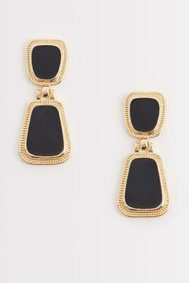 Серьги-капли из чёрной эмали в винтажном стиле артикул 155001932