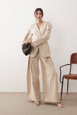 Брюки с широкими брючинами из твила co-ord артикул 153648315