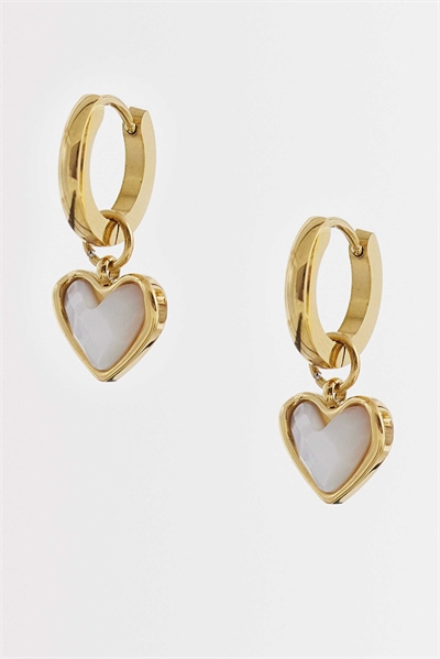 Серьги-кольца в форме сердца из белого кварца артикул 155681898