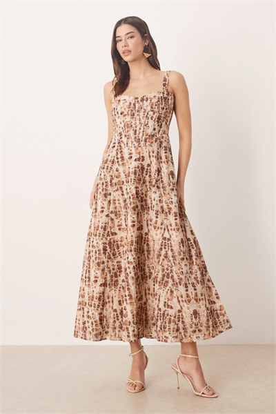 Платье-миди в стиле «скейтер» с затянутой талией артикул 153526169