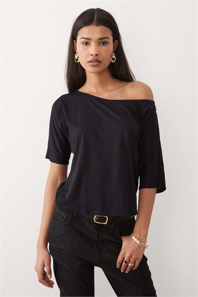 Топ из трикотажа с открытыми плечами от Daman артикул 155231181