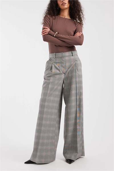 Брюки с высокой талией и широкими брючинами, с складкой спереди артикул 155470398