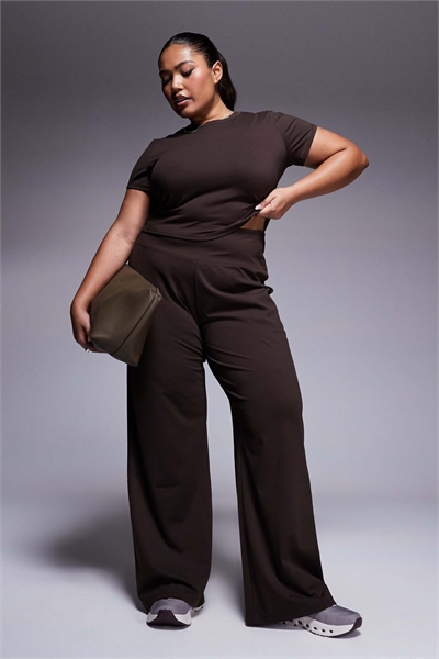 Танцевальные брюки Curve Icon с мягкой поверхностью, высокой талией и широкими брючинами артикул 139898807