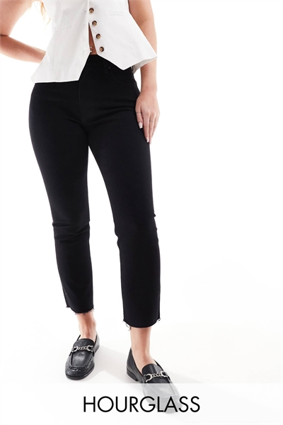 Джинсы средней посадки прямой крой, укороченные, с необработанным краем артикул 134070620