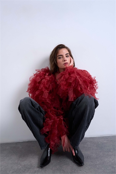 Кардиган из трикотажной органзы с выраженной фактурой артикул 149033005