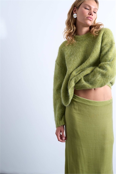 Свитер свободного кроя с круглым вырезом из высококачественной альпаки артикул 143752137