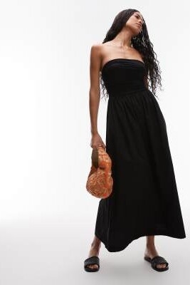 Макси-платье-бандо из смешанной поплиновой ткани артикул 144537467