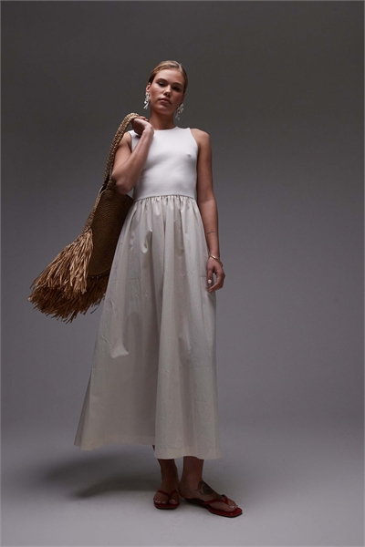 Макси-платье из смешанной ткани поплин артикул 143316386