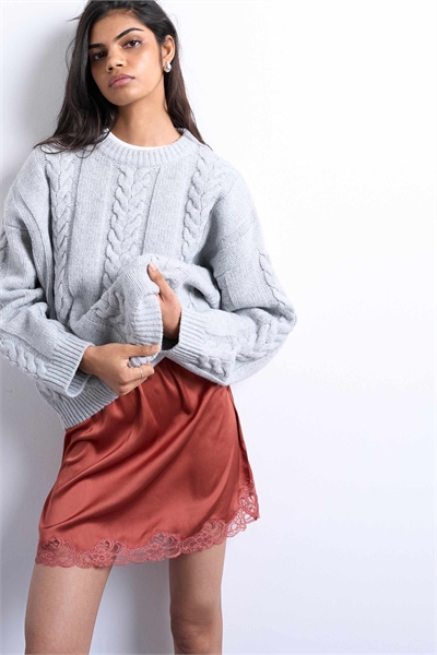 Мини-юбка из атласного кружева артикул 140141579