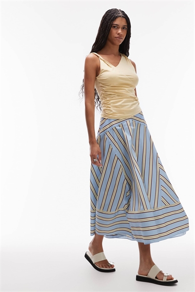 Макси-юбка с заниженной талией и вставками артикул 147788453