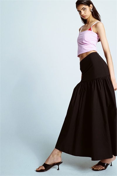 Юбка из поплина с полным кроем и заниженной талией артикул 139800606