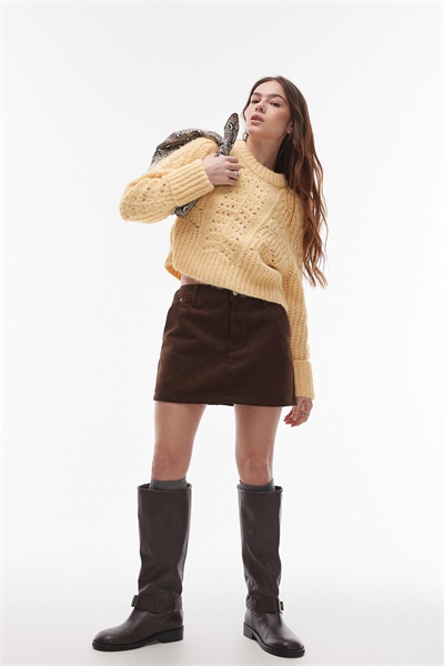 Мини-юбка с оборкой из искусственной замши артикул 141035617