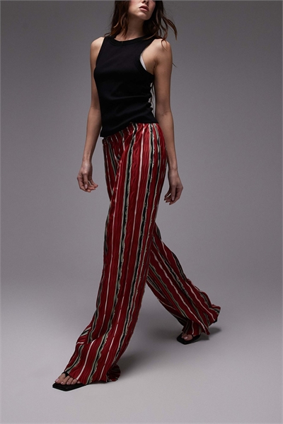 Брюки с широкими брючинами и плиссированными полосками артикул 140259706