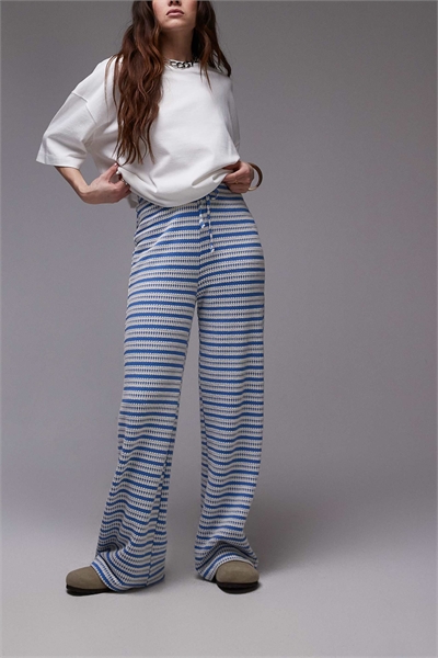 Брюки с широкими штанинами и текстурной полоской артикул 140828684