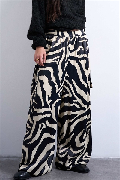 Брюки-карго из сатина с очень широкими брючинами артикул 151105018