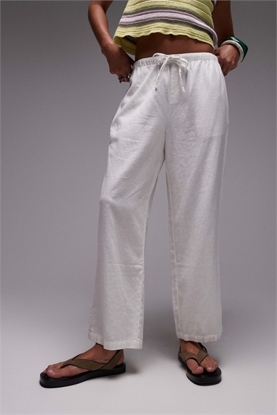 Брюки средней посадки из льна нестандартной длины артикул 140464967