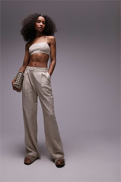 Брюки из полосатого льна артикул 133281225