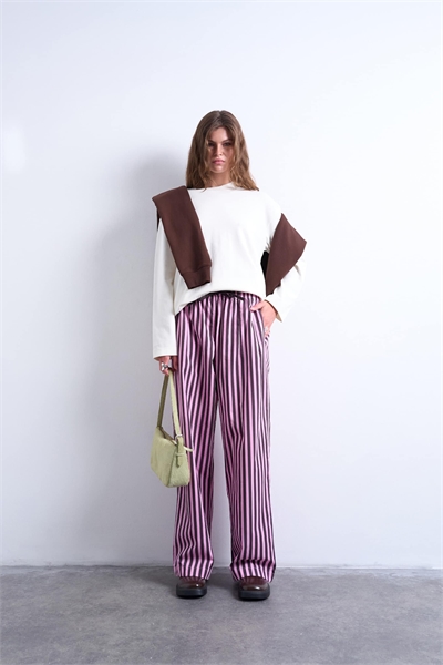 Брюки с прямыми брючинами из поплина в полоску артикул 149293760