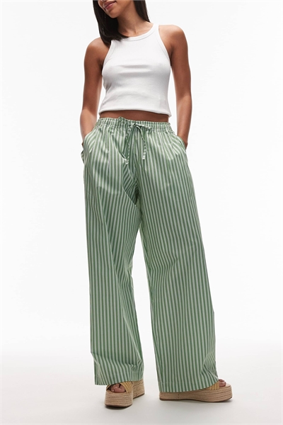 Брюки из поплина с широкими брючинами и эластичным поясом артикул 147788526