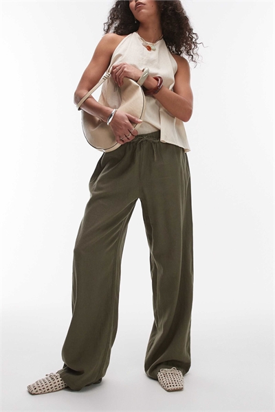 Брюки из льна с прямыми брючинами артикул 140464950