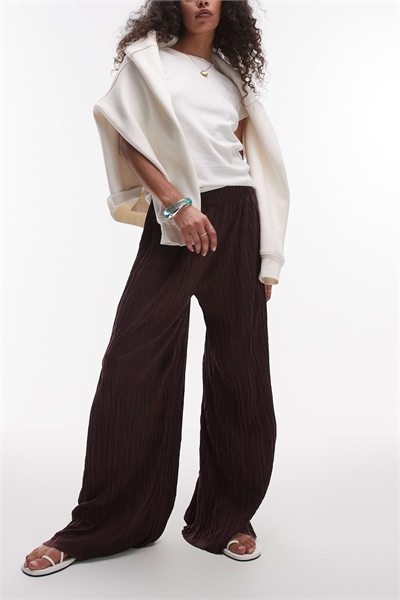 Брюки с широкими брючинами и гофрированной текстурой артикул 142742510